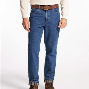 LL Bean Double L Classic Fit Jeans 100% Cotton Flannel Lining Retro Style